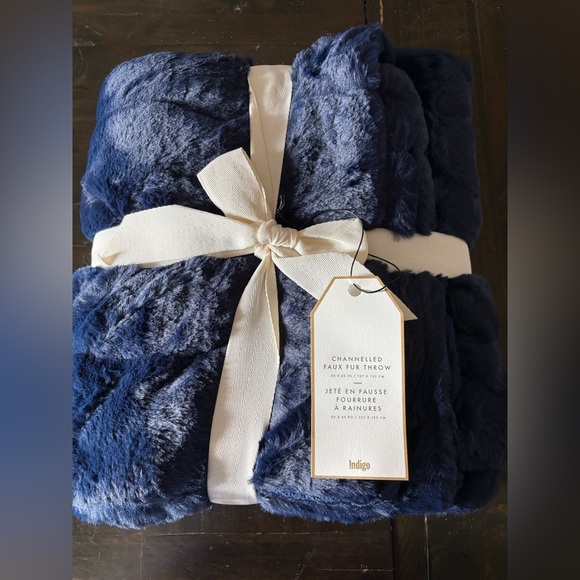 Indigo Deep Blue Faux Fur Throw - Picture 1 of 2